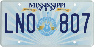 MS license plate LNO807