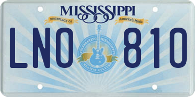 MS license plate LNO810