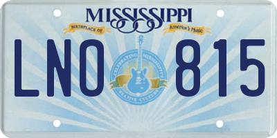 MS license plate LNO815