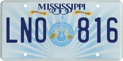 MS license plate LNO816