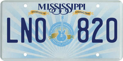 MS license plate LNO820