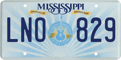 MS license plate LNO829