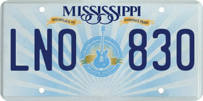 MS license plate LNO830