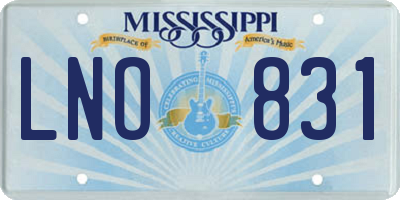 MS license plate LNO831