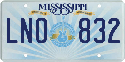 MS license plate LNO832