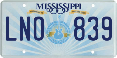 MS license plate LNO839