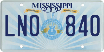 MS license plate LNO840