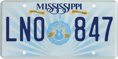 MS license plate LNO847