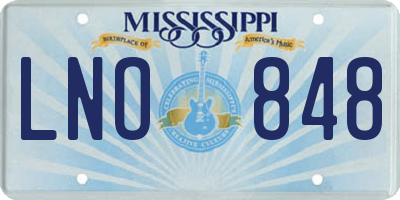 MS license plate LNO848