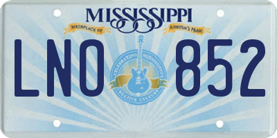 MS license plate LNO852