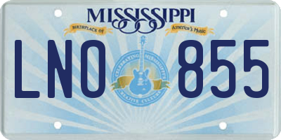 MS license plate LNO855