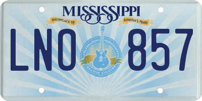 MS license plate LNO857