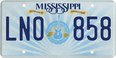 MS license plate LNO858