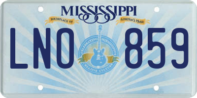MS license plate LNO859