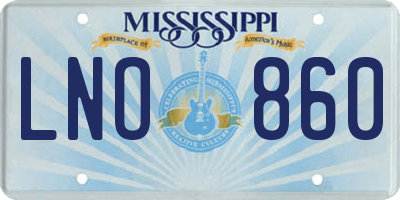 MS license plate LNO860
