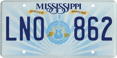 MS license plate LNO862