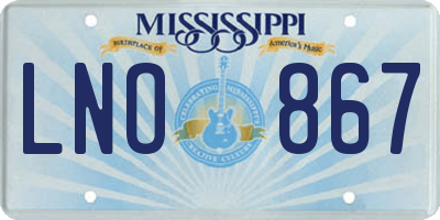 MS license plate LNO867