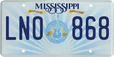 MS license plate LNO868
