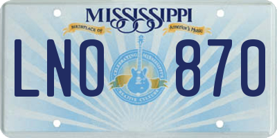 MS license plate LNO870