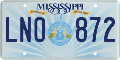 MS license plate LNO872