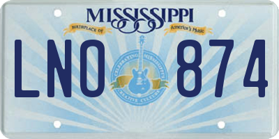 MS license plate LNO874