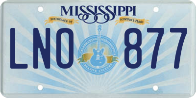 MS license plate LNO877