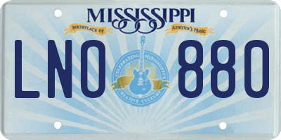 MS license plate LNO880