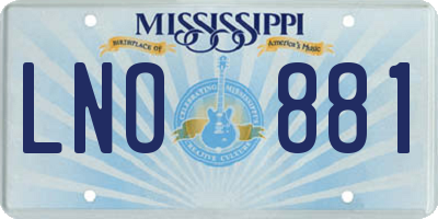 MS license plate LNO881