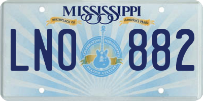 MS license plate LNO882