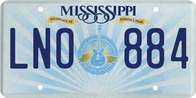 MS license plate LNO884