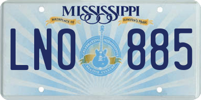 MS license plate LNO885