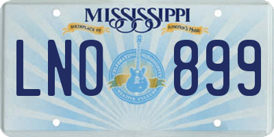MS license plate LNO899