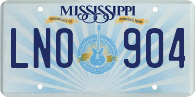 MS license plate LNO904