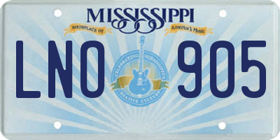 MS license plate LNO905
