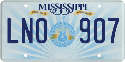 MS license plate LNO907