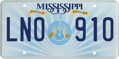 MS license plate LNO910