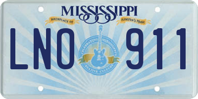 MS license plate LNO911