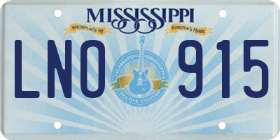 MS license plate LNO915