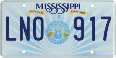 MS license plate LNO917