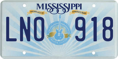 MS license plate LNO918