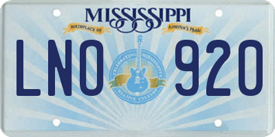 MS license plate LNO920