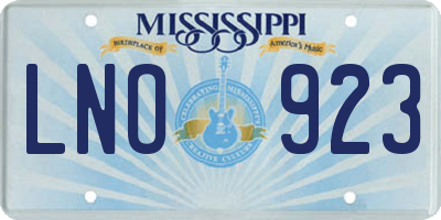 MS license plate LNO923