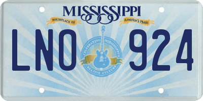 MS license plate LNO924