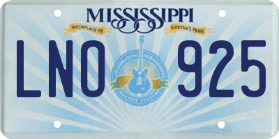 MS license plate LNO925