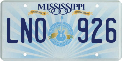 MS license plate LNO926