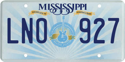 MS license plate LNO927