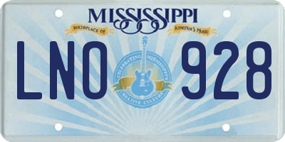 MS license plate LNO928