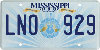 MS license plate LNO929