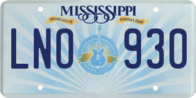 MS license plate LNO930