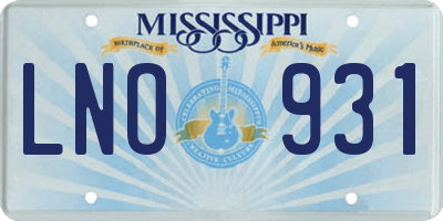 MS license plate LNO931